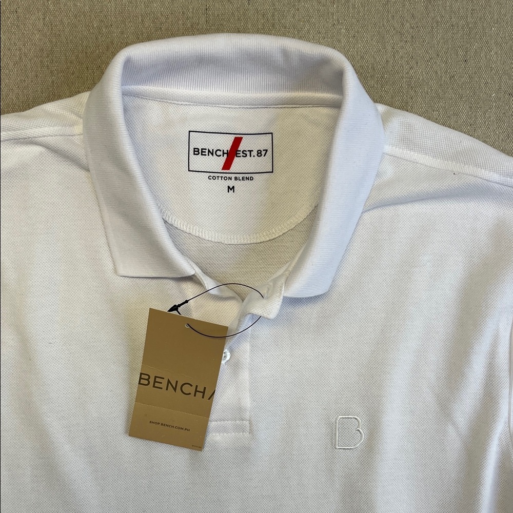 Bench White Men's Polo Shirt - Classic Short Sleeve - Picture 3 of 8